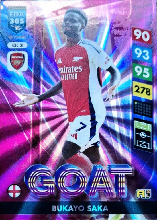 Panini Fifa 365 2025 Rare Excellence Exc 3 Goat Saka Arsenal