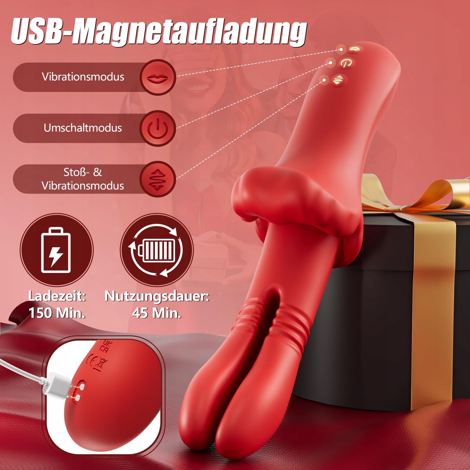 DILDO VIBRATOR G Punkt Stymulator Klitorisu 10 Funkcji Cichy Dla Par — miniatura 5