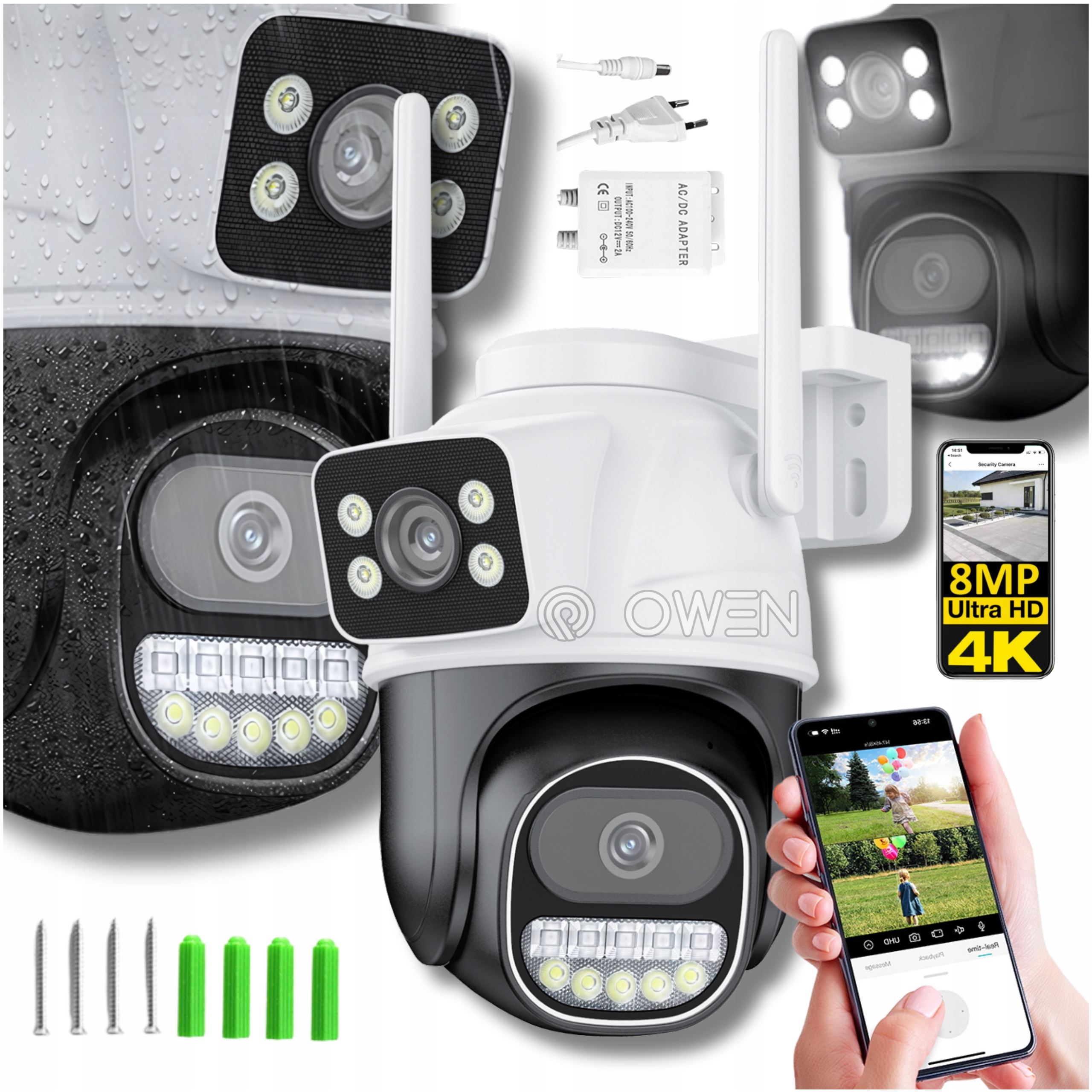 Vonkajšia Kamera WiFi Otočná Ip Dvojitá 2 objektívy 8MP Ultra Hd Icsee