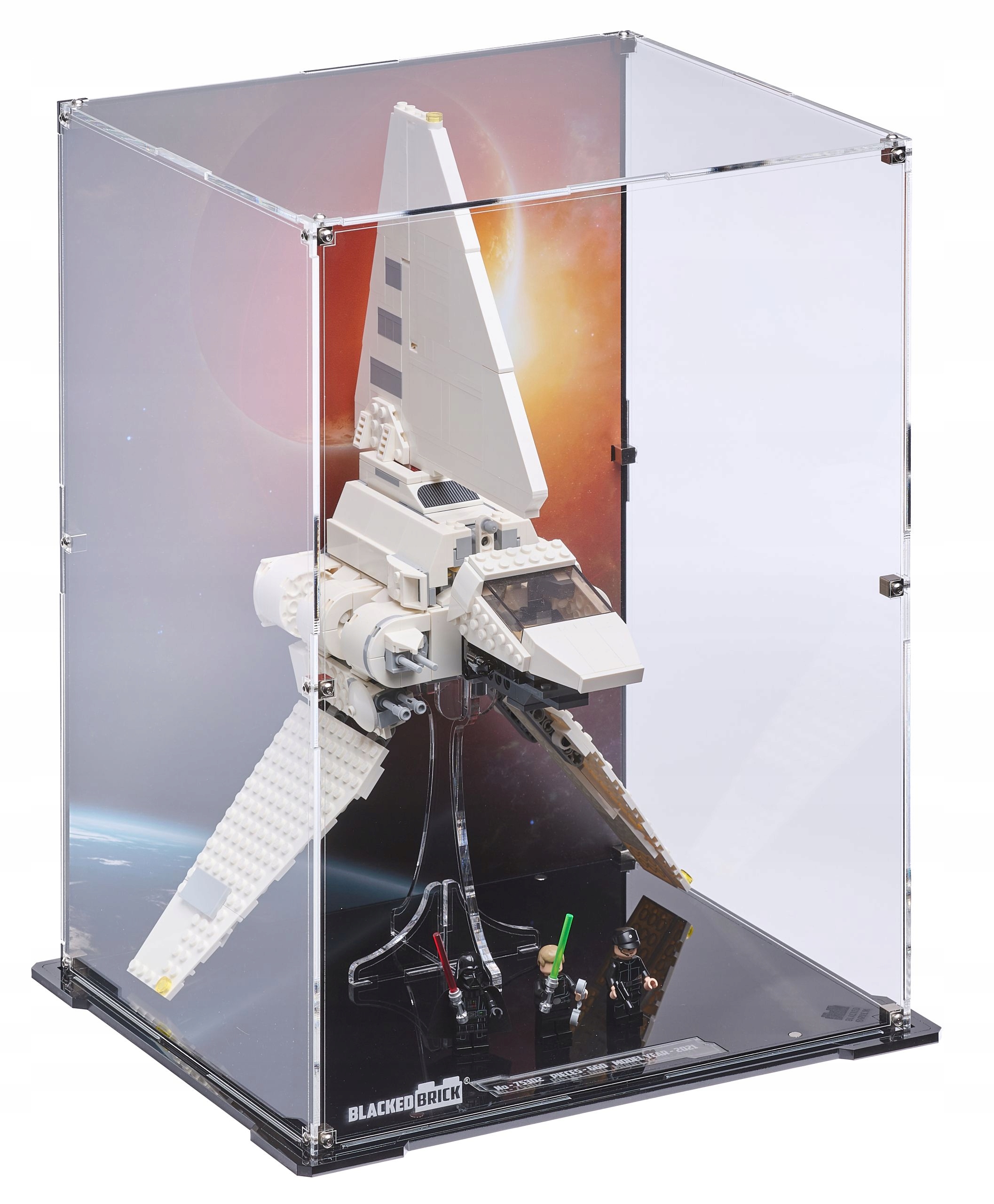 Vitrína s pozadím Blacked Brick pre Lego Star Wars 75302 Imperiálny kyvadlový stroj