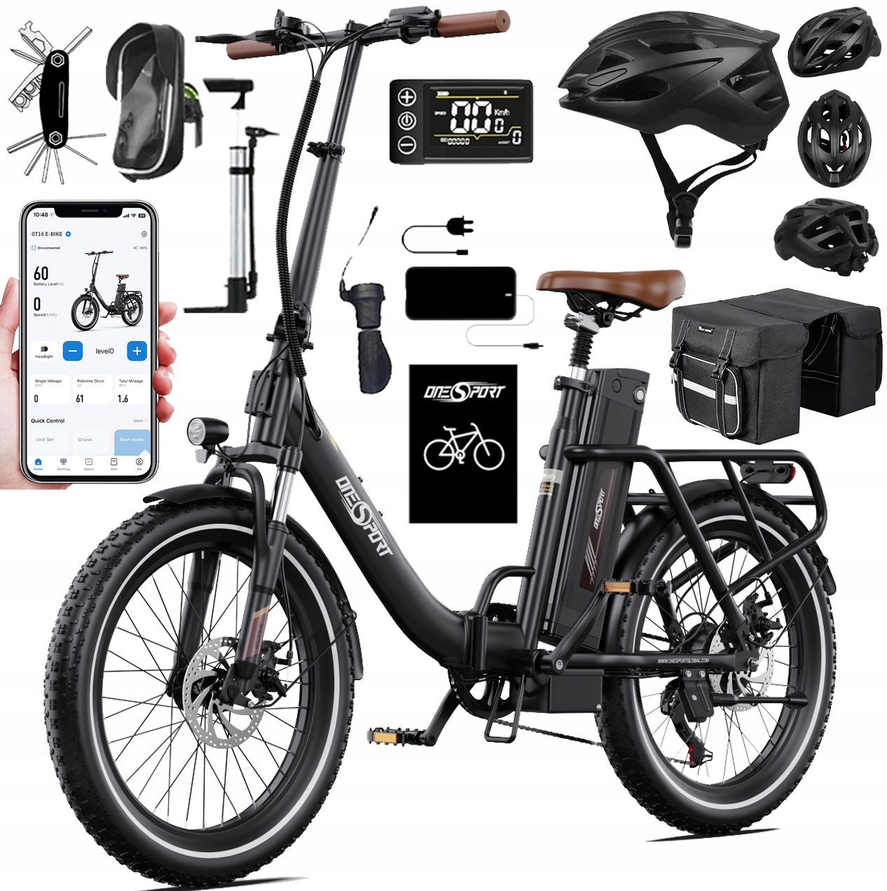 Onesport OT16-2 Elektrokolo 250W 48V 17AH 25KM/H 120KM +app +Dárek