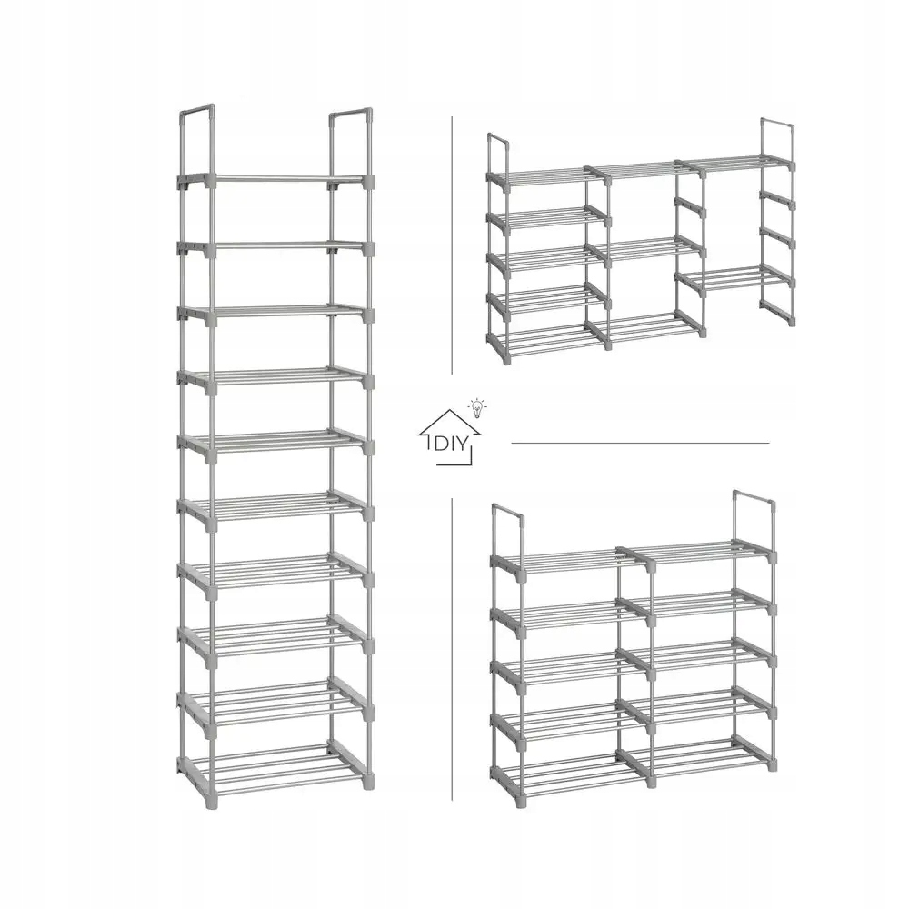 Pořádný Kovový Regál, Police Na Boty, Šedá Barva