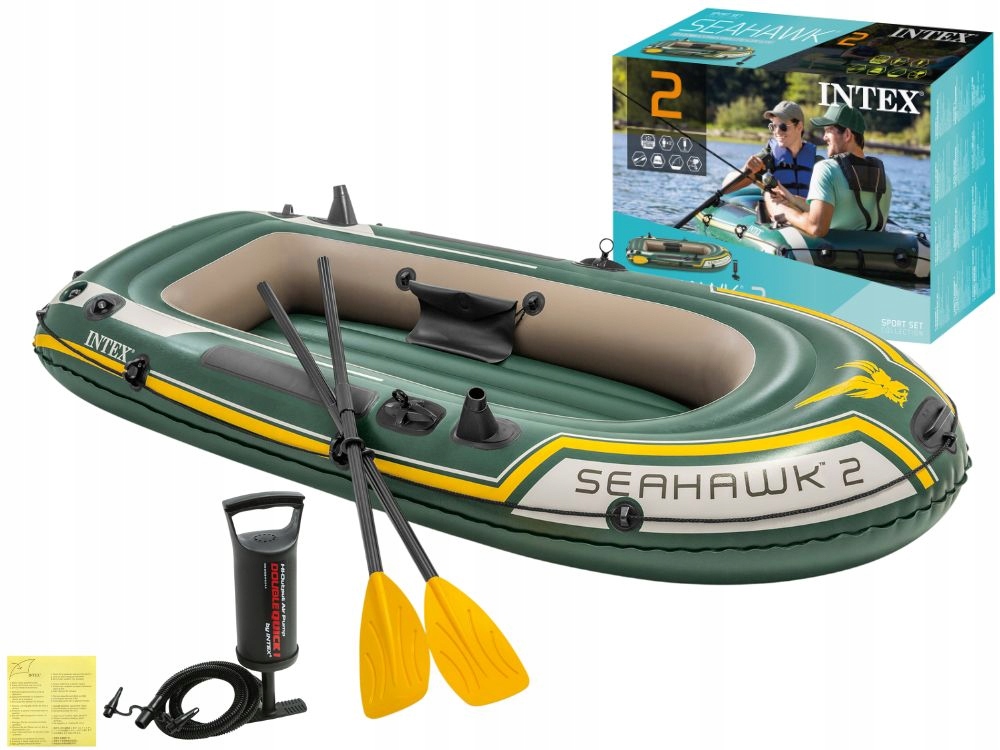 Ponton Wędkarski Seahawk 2os. Intex Pompka + Wiosła 68347