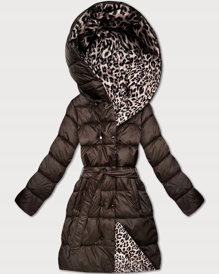 Zimní Bunda 2V1 6008 Čokoláda/panterka 48