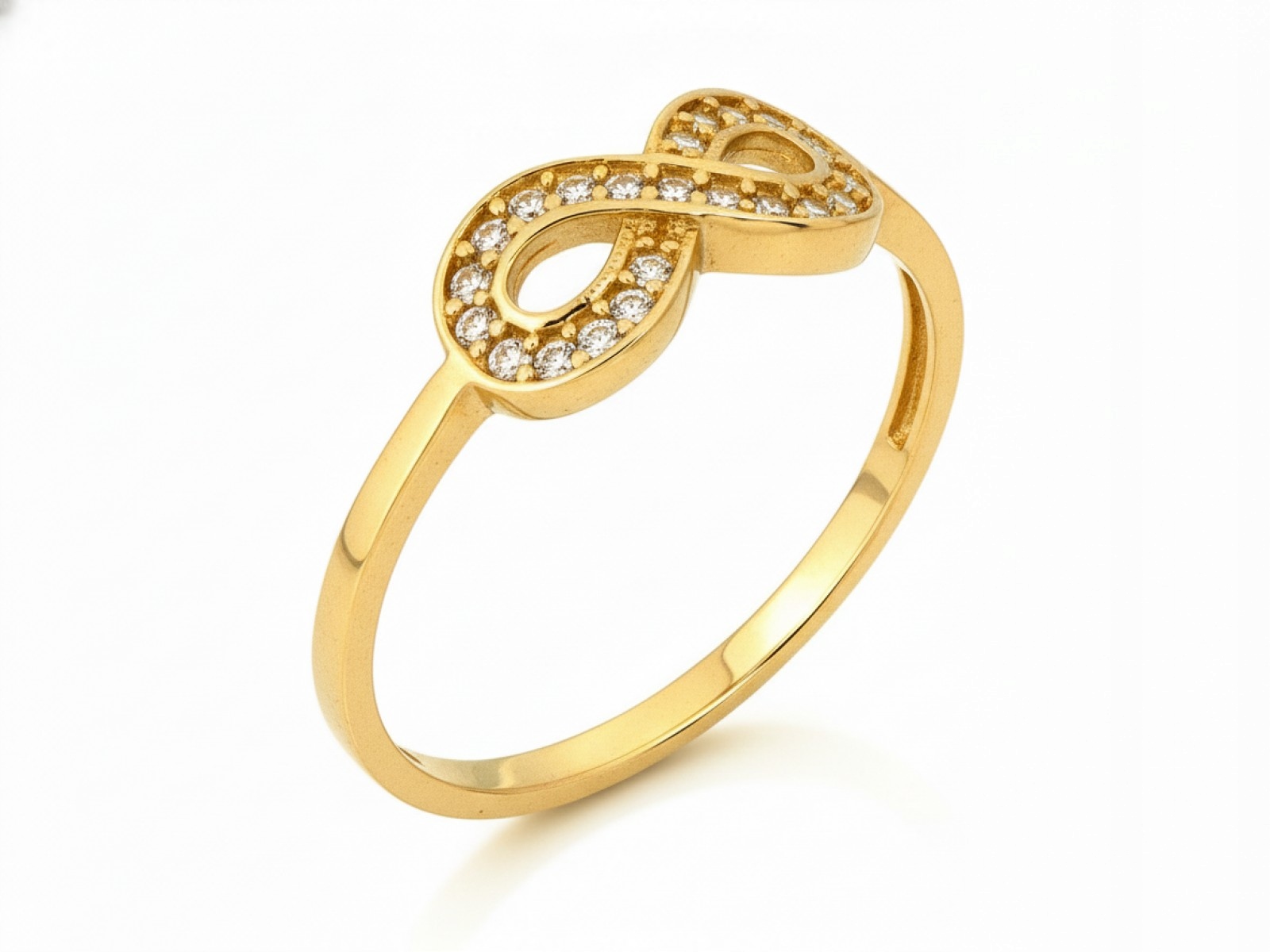 Zlatý Prstýnek 585 s lesklým zirkon 14k zlato