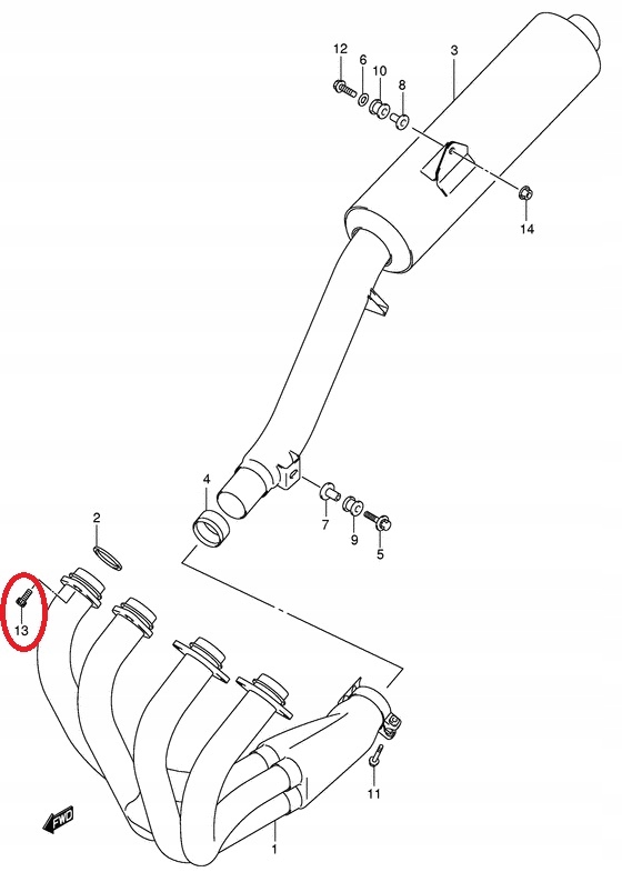 ŚRUBA KOLEKTORA WYDECHOWEGO Suzuki AN DL GSF GSR GSX-R SV VL VZ 8×25 OEM Producent Suzuki OE