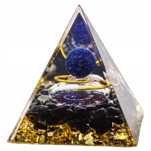 Piramidka Orgonit Lazuryt Obsydian Kwarc Różowy Kryształ Harmonizacja 5 cm