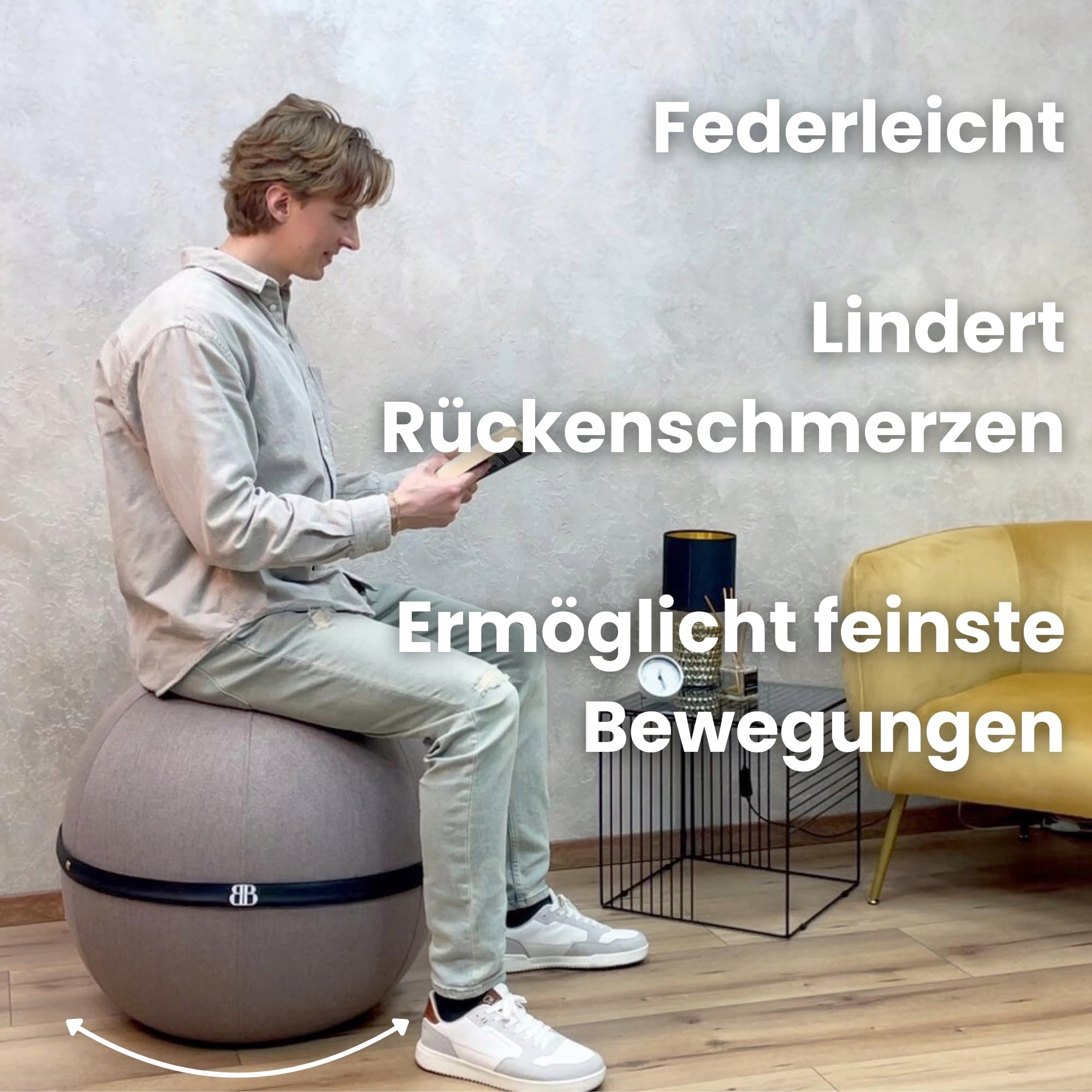 BLISS BALL Ergonomiczna Piłka Do Siedzenia Joga Antypoślizgowa Szara — miniatura 3