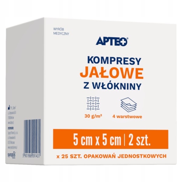 

Kompresy jałowe z włókniny 5x5cm; 25 x 2 sztuki