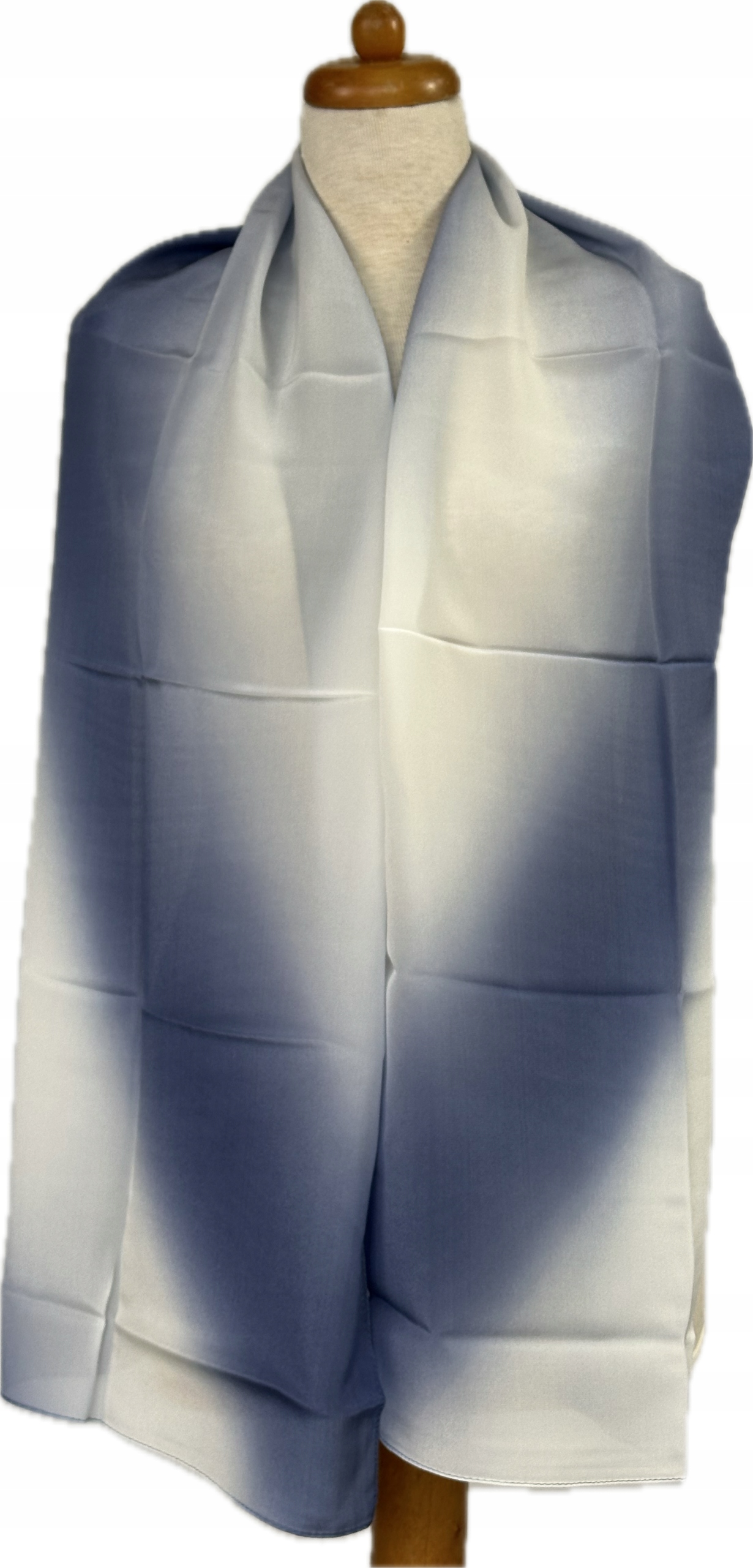 Milanówek hedvábný šátek ručně malovaný, stínovaný, námořnická modrá