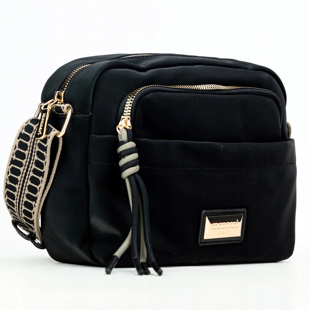 Torebka listonoszka crossbody Monnari BAG1920-020 czarna eko zamsz