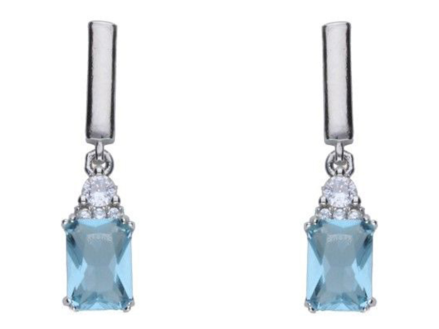 Stříbrné Náušnice Závěsné šroubky s křišťálem a zirkony Rhodiované Stříbro