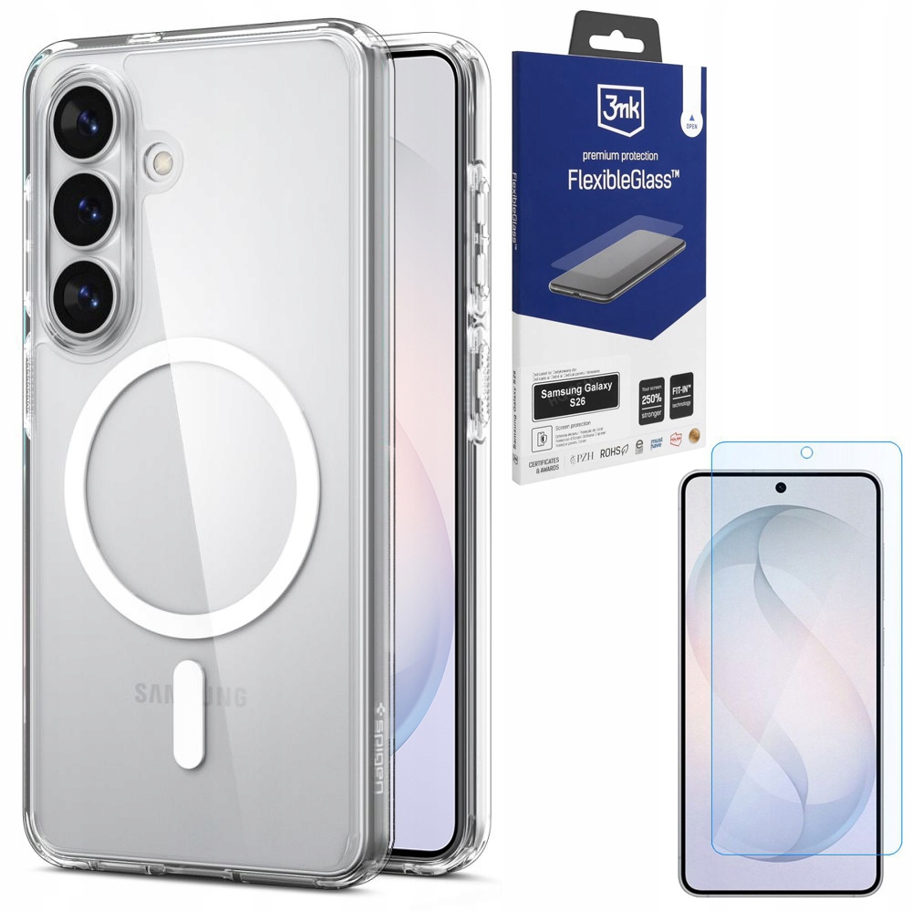 Pouzdro Spigen Ultra Hybrid Case MagSafe Sklo 3MK pro Samsung Galaxy S26