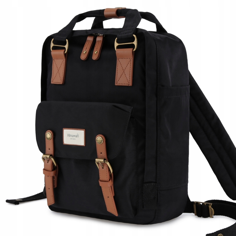 Plecak do samolotu wizzair Himawari HM188L na laptopa 13,3 14,1 czarny/brąz