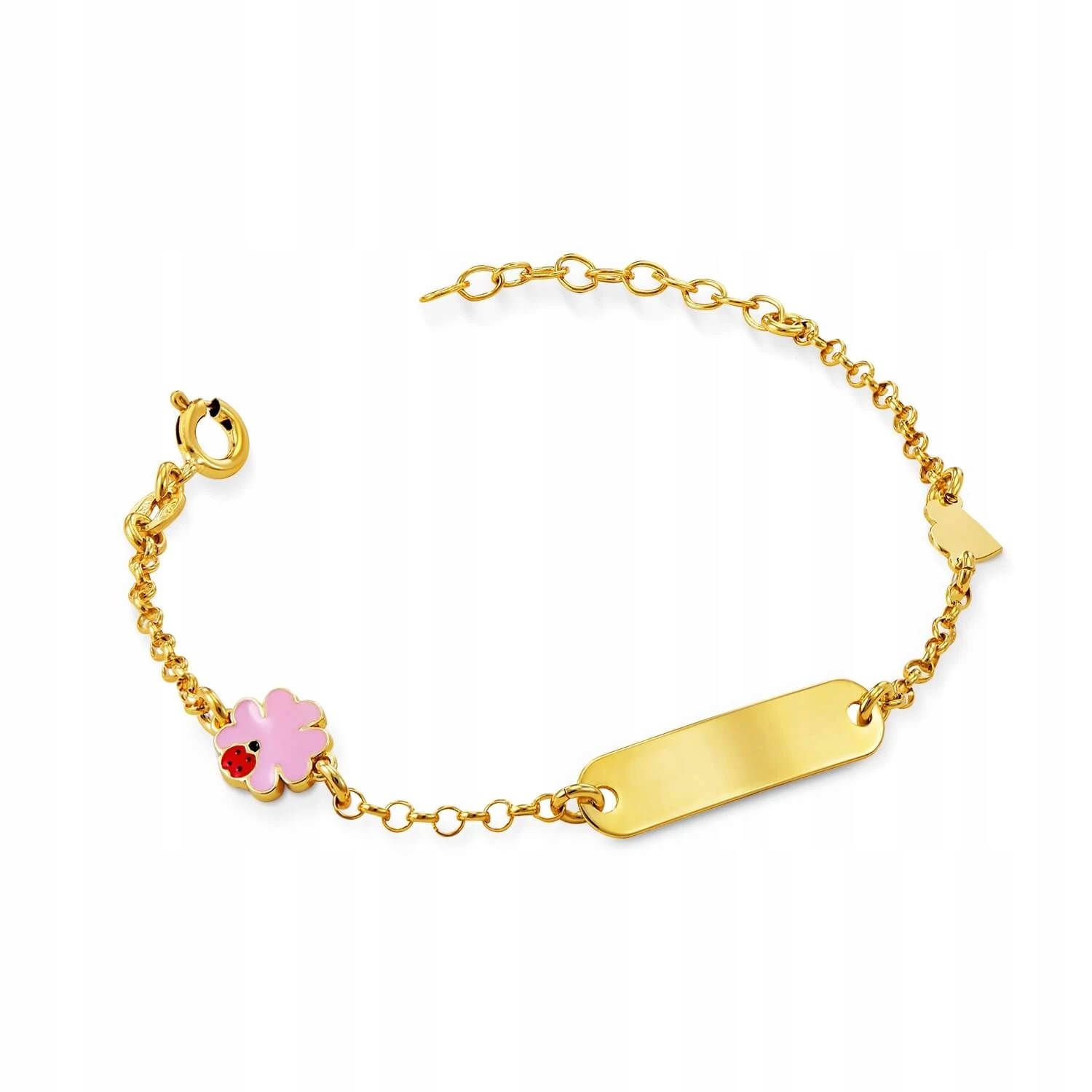 Náramek Pro Dívku Pozlacený S Květinou, Plech Gravírování