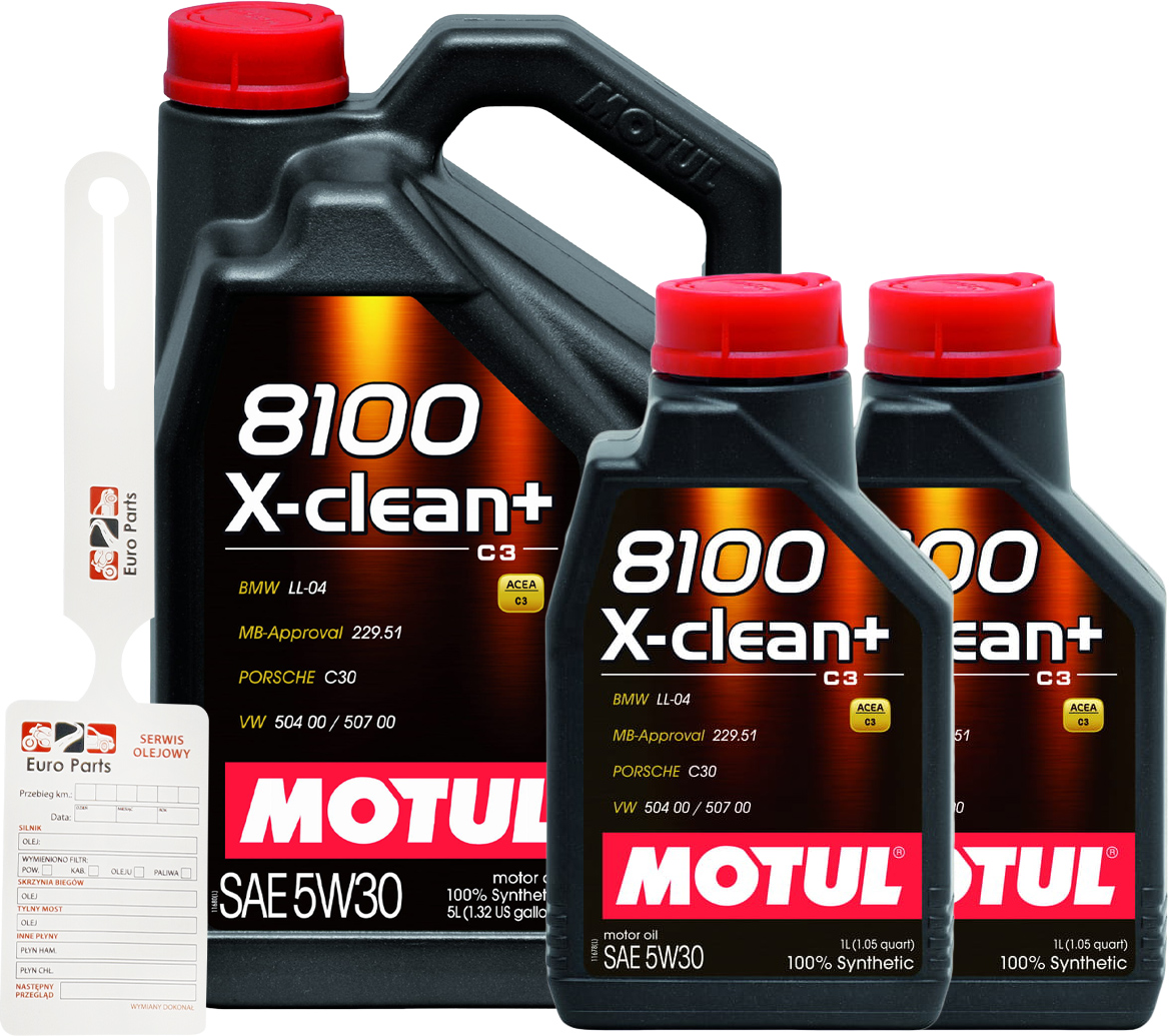 Motul 8100 X-Clean+ 5W30 7L + zawieszka