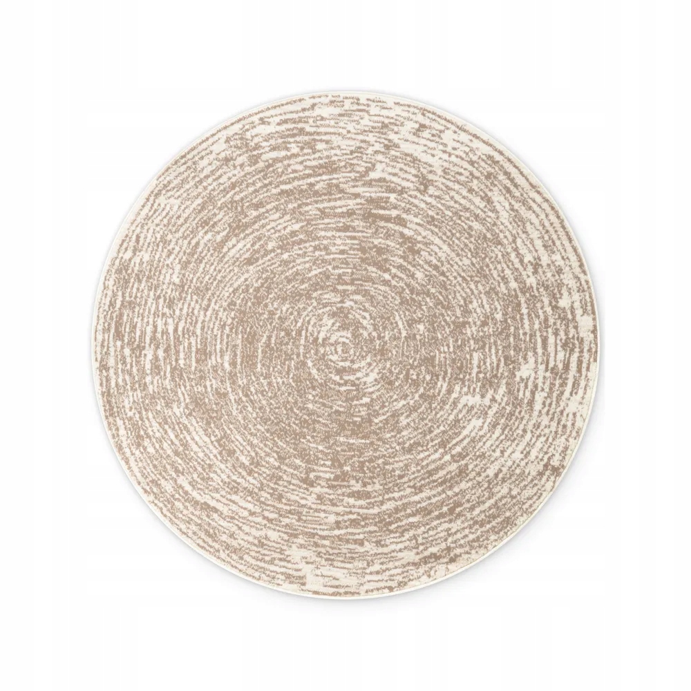 Kruhový koberec do obývačky 160 cm, moderný vzor, béžovo-krémový