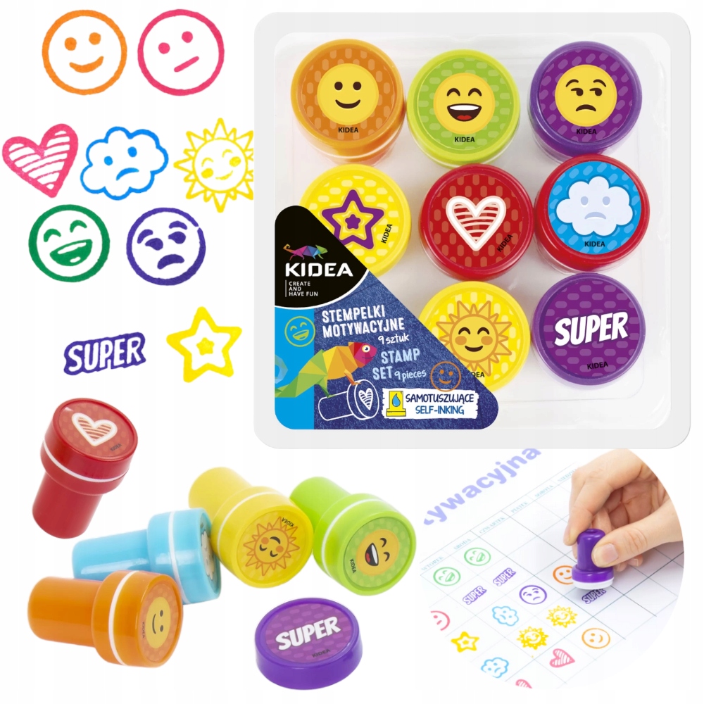 Pieczątki dla dzieci motywacyjne stempelki emocje