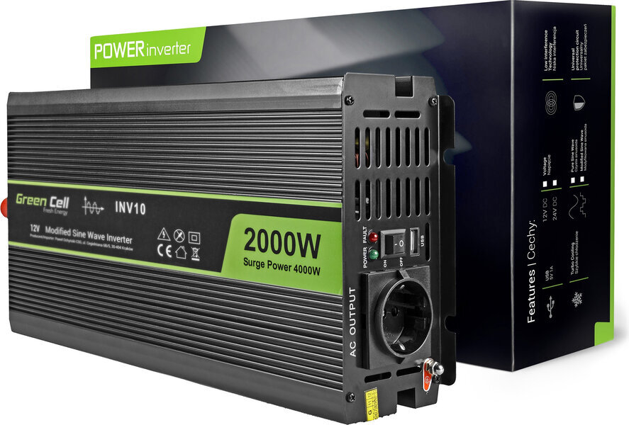 Green Cell Menič INV10 12V-230V 2000W/4000W