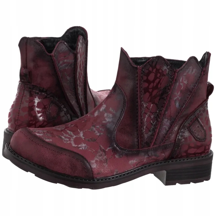Kožené dámské boty Kotníkové Boty Maciejka Bordové 07006-23