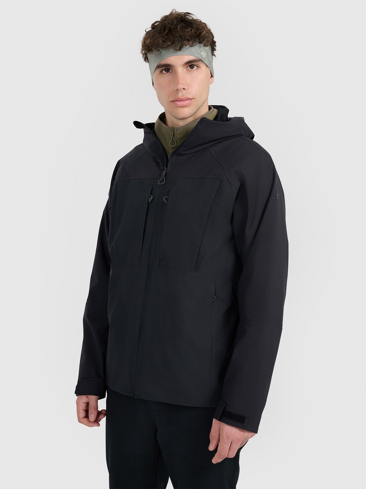 4F Pánská trekingová bunda černá 3XL