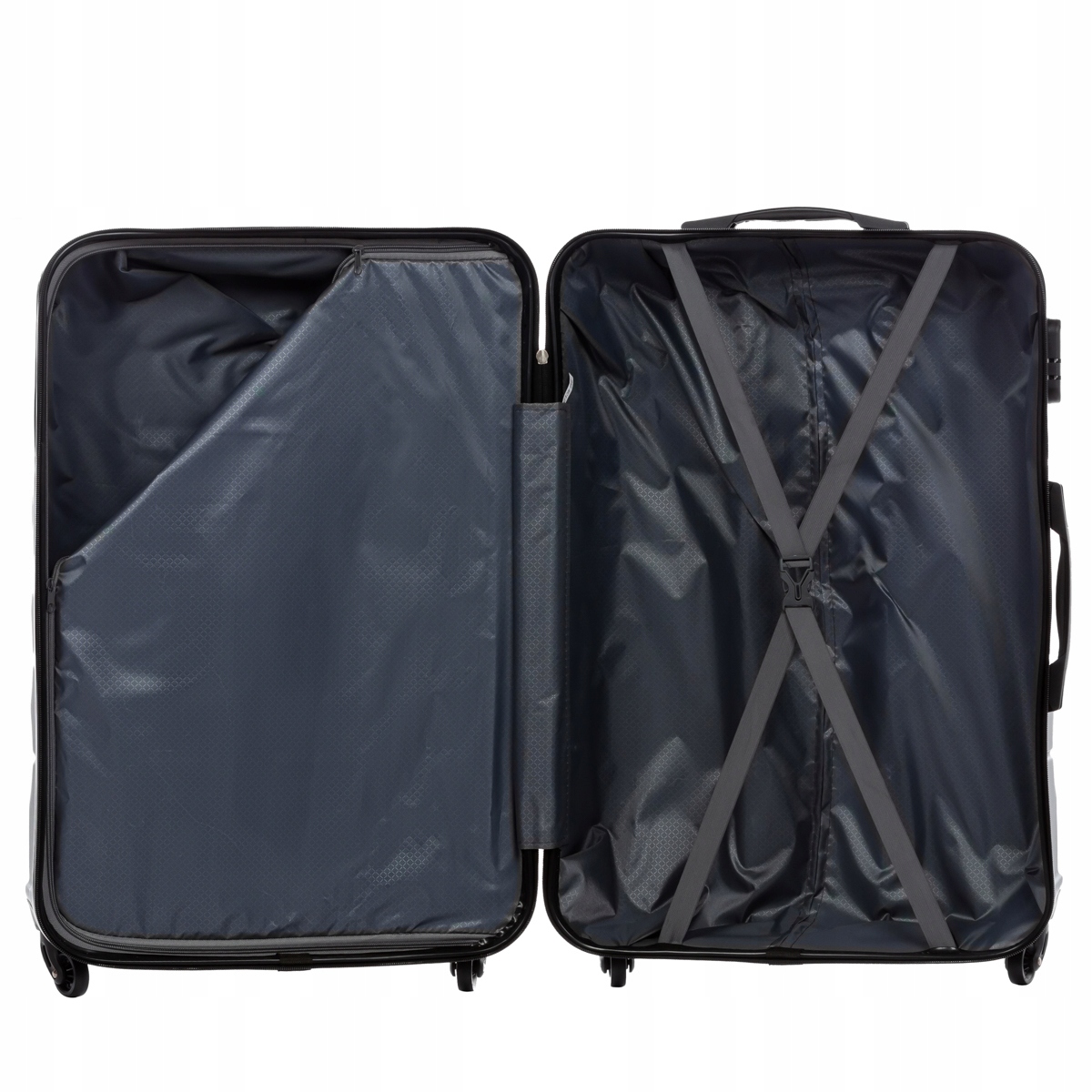 Duża walizka podróżna VEZZE z ABS-u trapez SREBRNA Głębokość (krótszy bok) 30 cm