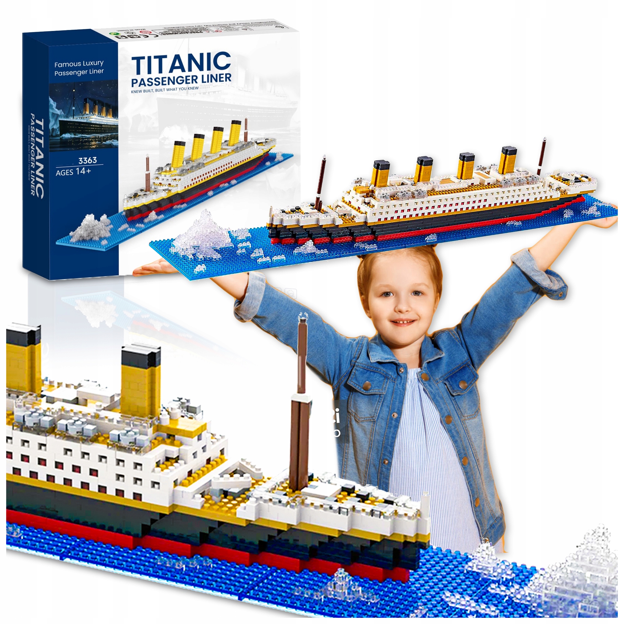 TITANIC RMS KLOCKI DUŻY STATEK 1929 ZESTAW 1825 ELEMENTÓW MODEL 1:480 56CM
