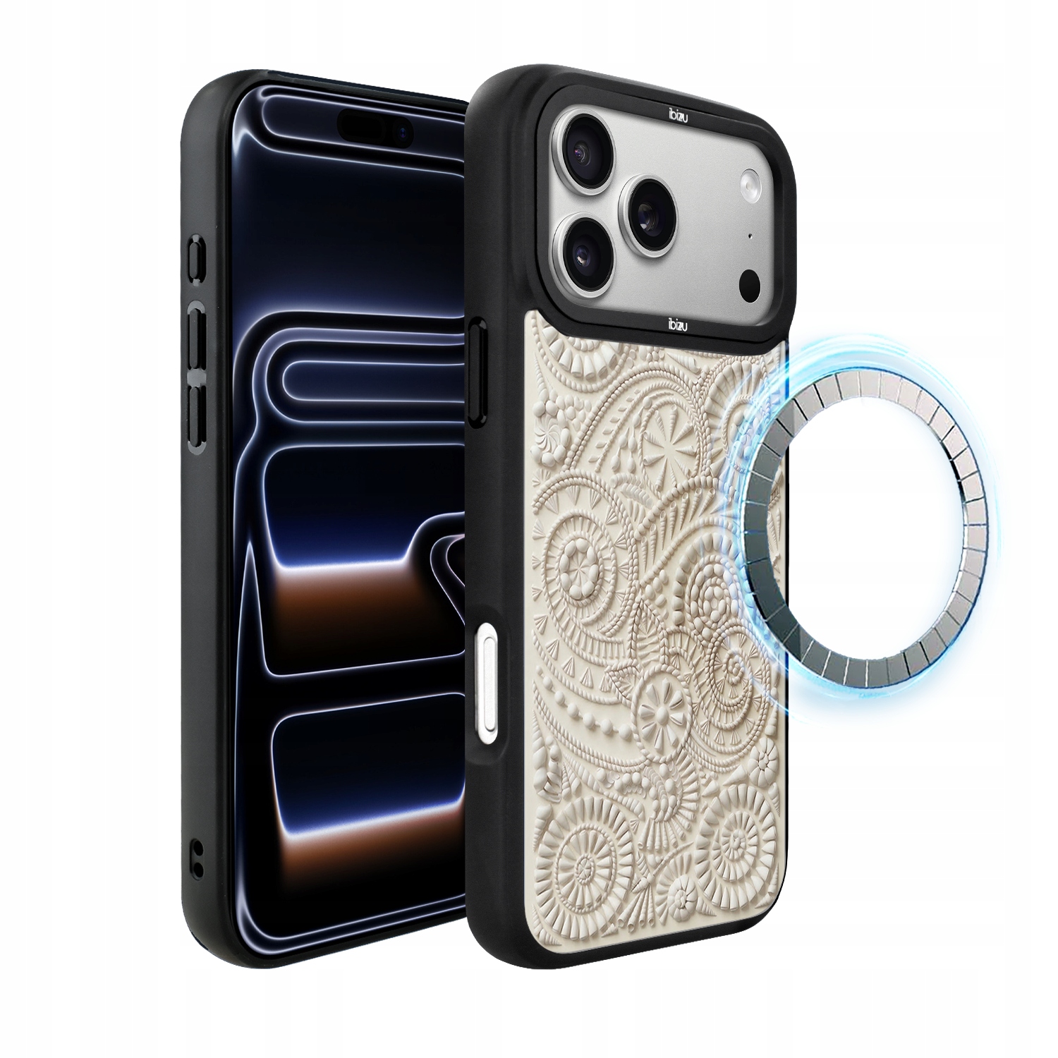 Pouzdro pro iPhone 17 Pro Max Ibizu DropGuard Matt s MagSafe, pískový ornament