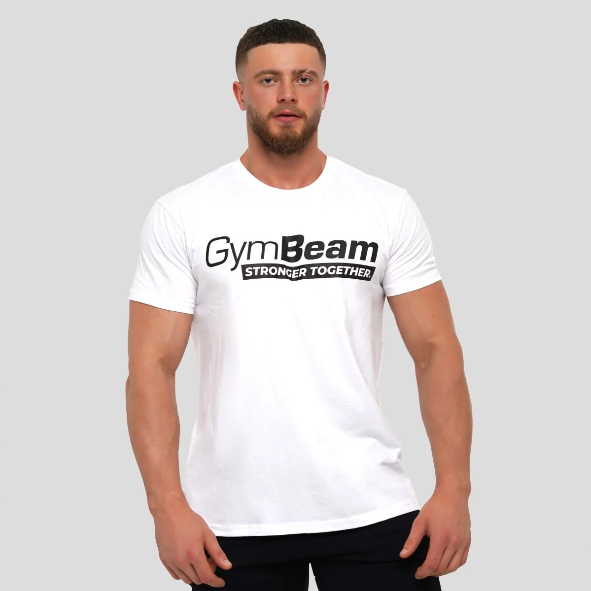 Bawełniana Koszulka Sportowa Stronger Together White GymBeam L