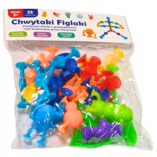

Chwytaki figlaki wesołe przyssaweczki klocki 25el.