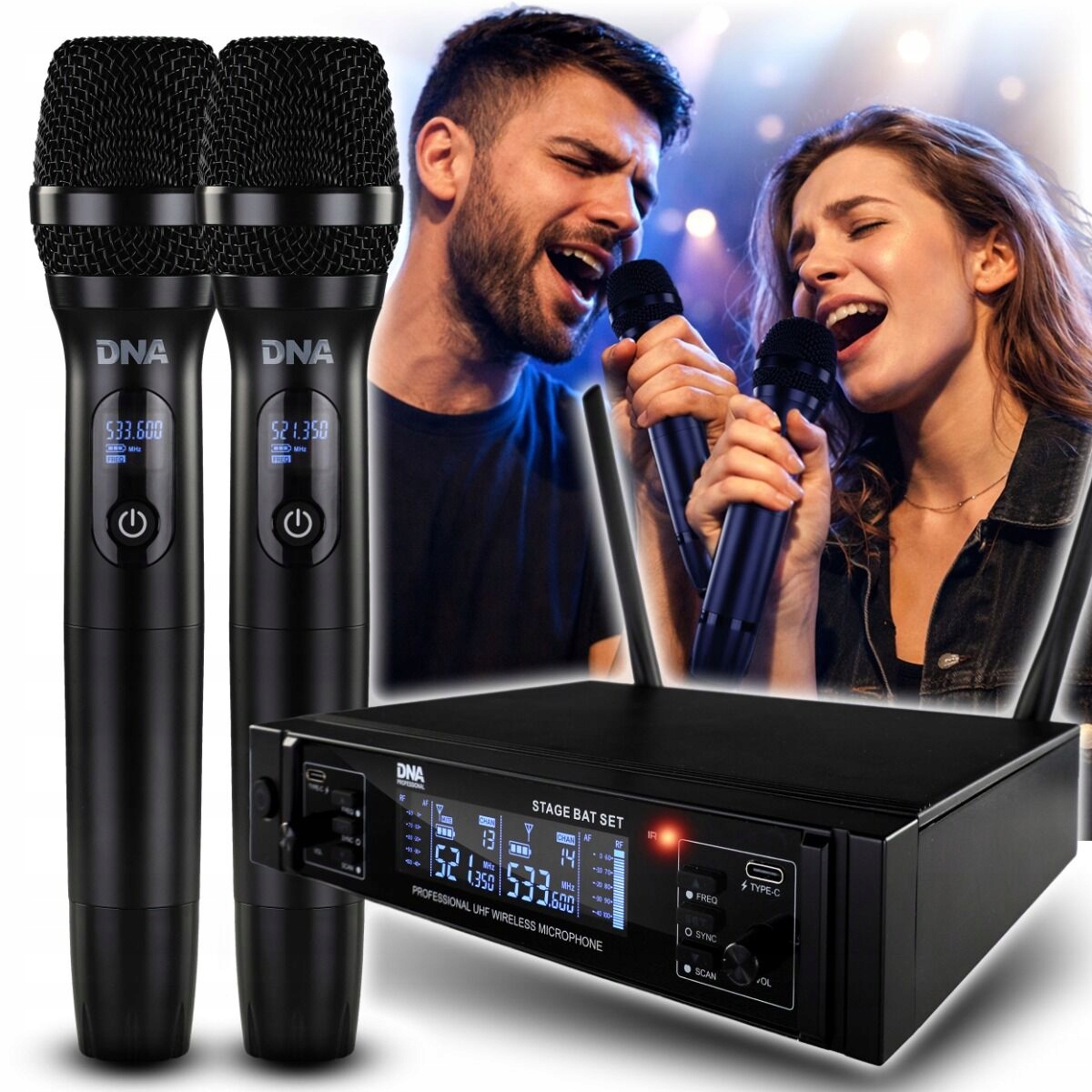 Sada Bezdrátových Mikrofonů Dna VM Uhf Náhlavní Bodypack Ruční