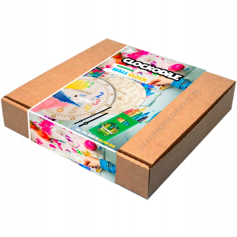 Zegar ścienny do malowania CLOCKODILE dla chłopca Materiał dominujący drewno