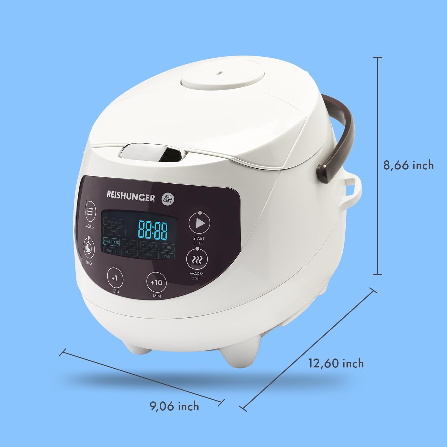 REISHUNGER Mały Cyfrowy Ryżowar Biały 0.6L 3 Osoby z Timerem