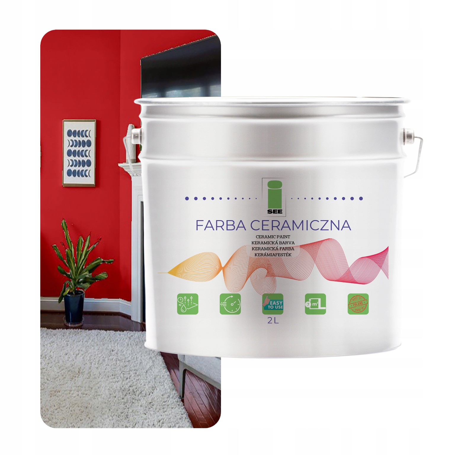 Keramická Umývateľná Nástenná Farba Na Steny Červená 2 L, Odolná Voči Škvrnám
