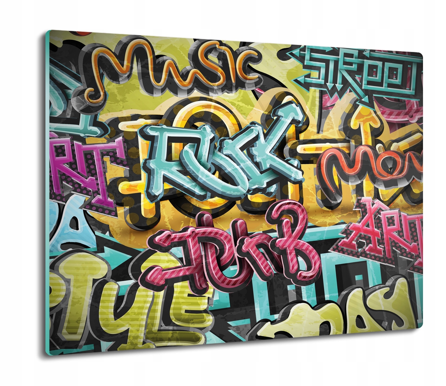 Graffiti zeď text 60x52 deska jako dárek skleněná