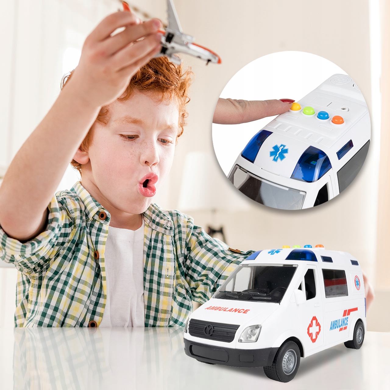 AMBULANCE AMBULANCE AKUMULÁTOR NA AKUMULÁTOR - SVĚTÝ ZVUK Dominantní barva multicolor