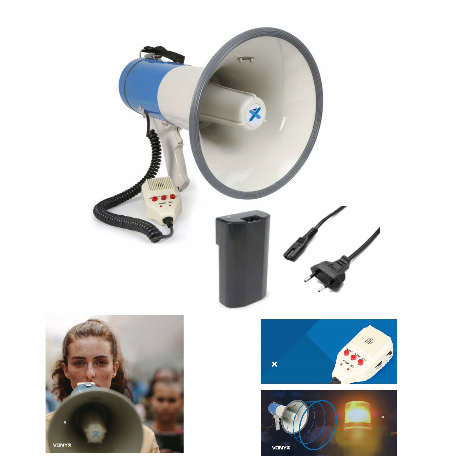 

Mocny duży Megafon z akumulatorem 65W Usb MP3 Aux