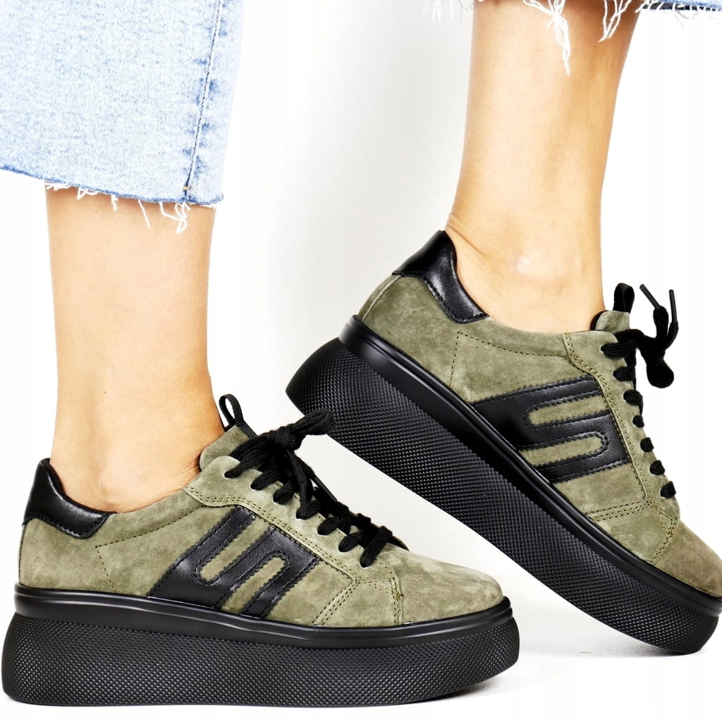 Khaki Semišové Kozaté Tenisky Sportovní Polobotky Pohodlné, Módní Na Podzim