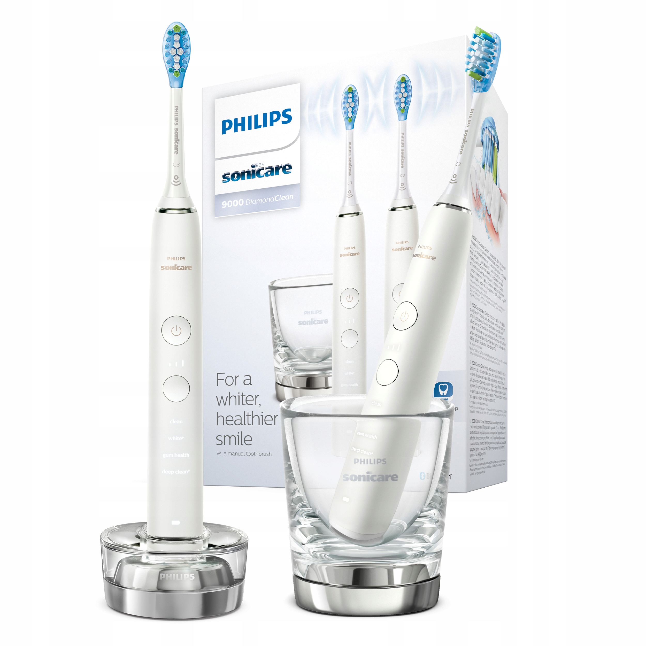 Szczoteczki elektryczne Philips Sonicare DiamondClean 9000 2 sztuki białe