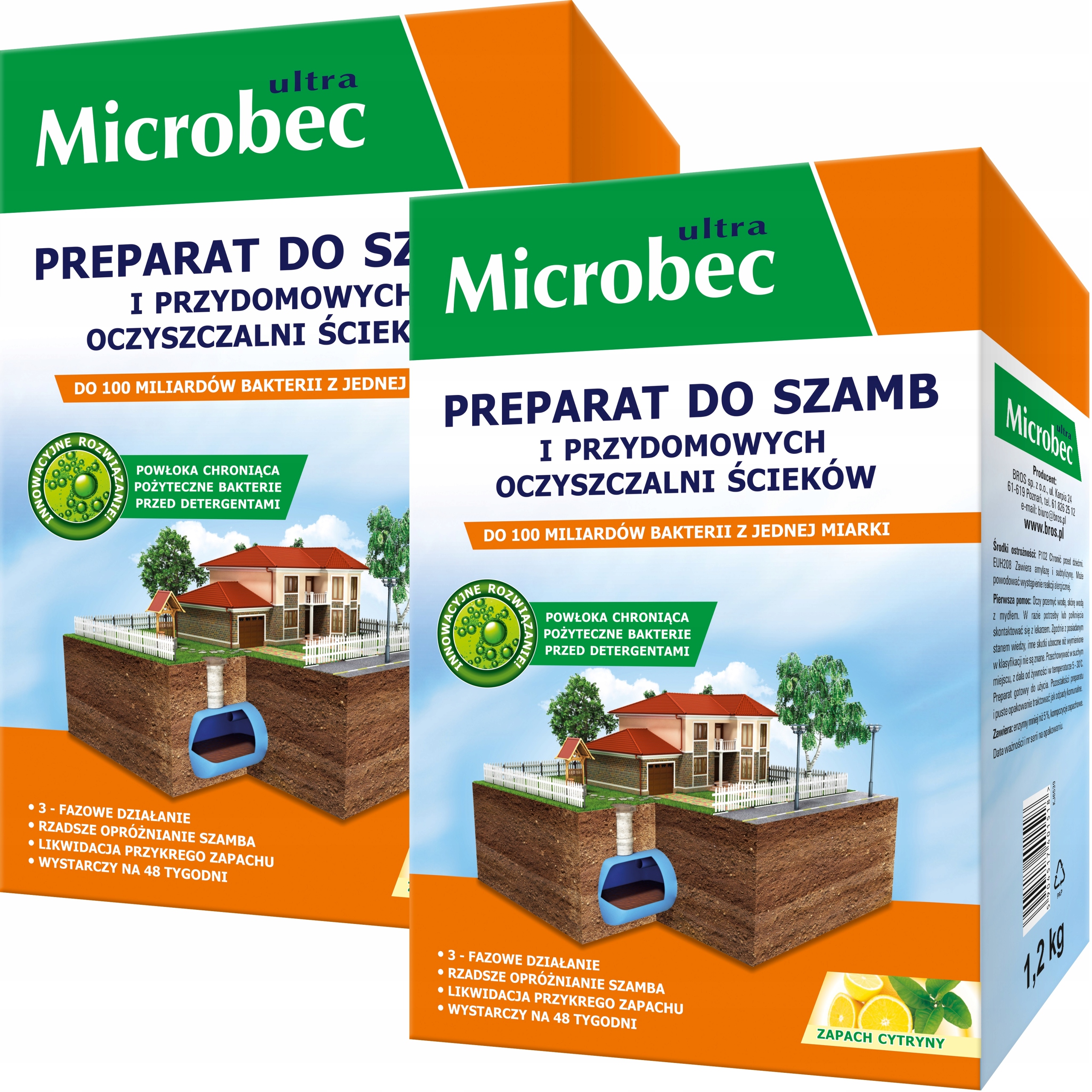Microbec Ultra Preparat do szamb 1,2 kg – zapach cytryny 2 Opakowania