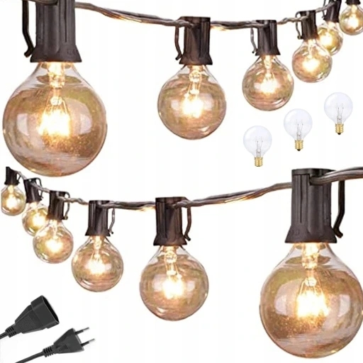 GIRLANDA LAMPKI OGRODOWE 30PATIO BALKON TARAS 9M+3 ZAPASOWE ŻARÓWKI