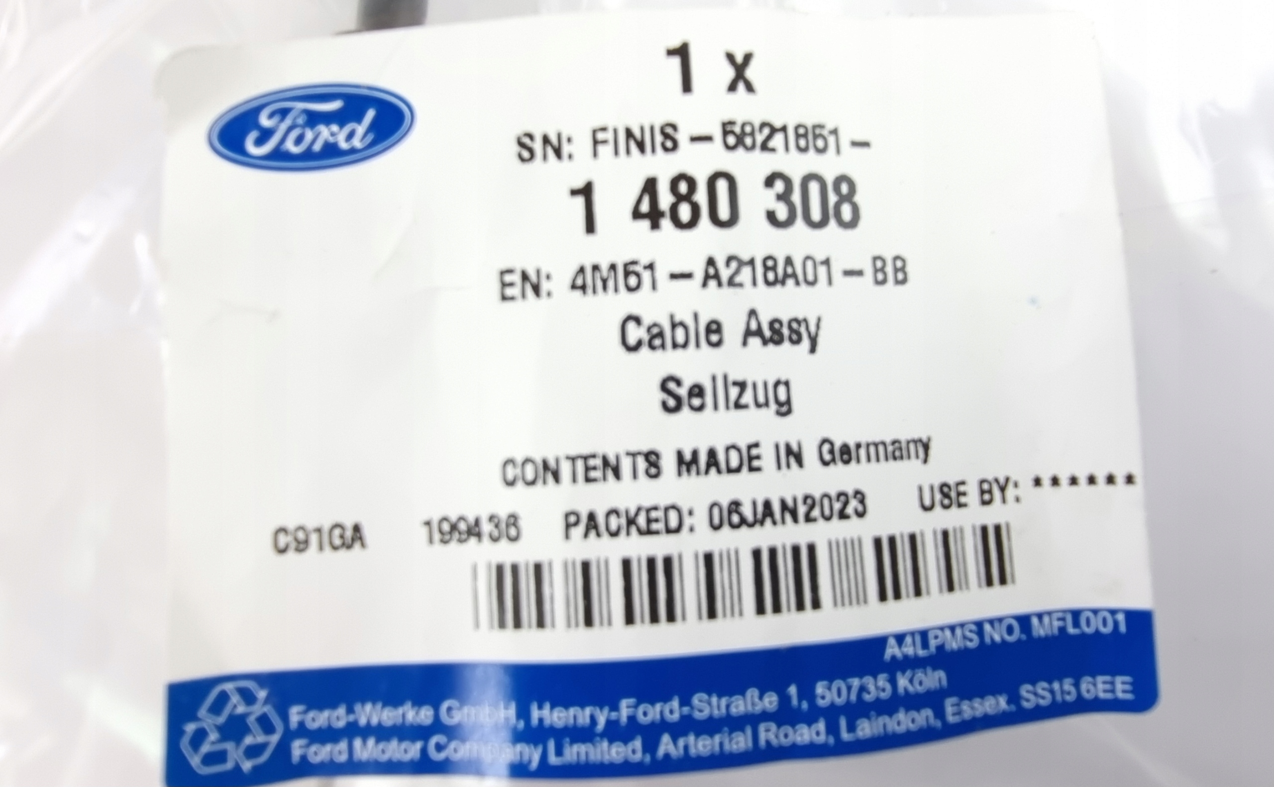 LINKA OTWIERANIA DRZWI PRZEDNICH FOCUS Mk2 1480308 Producent części Inny