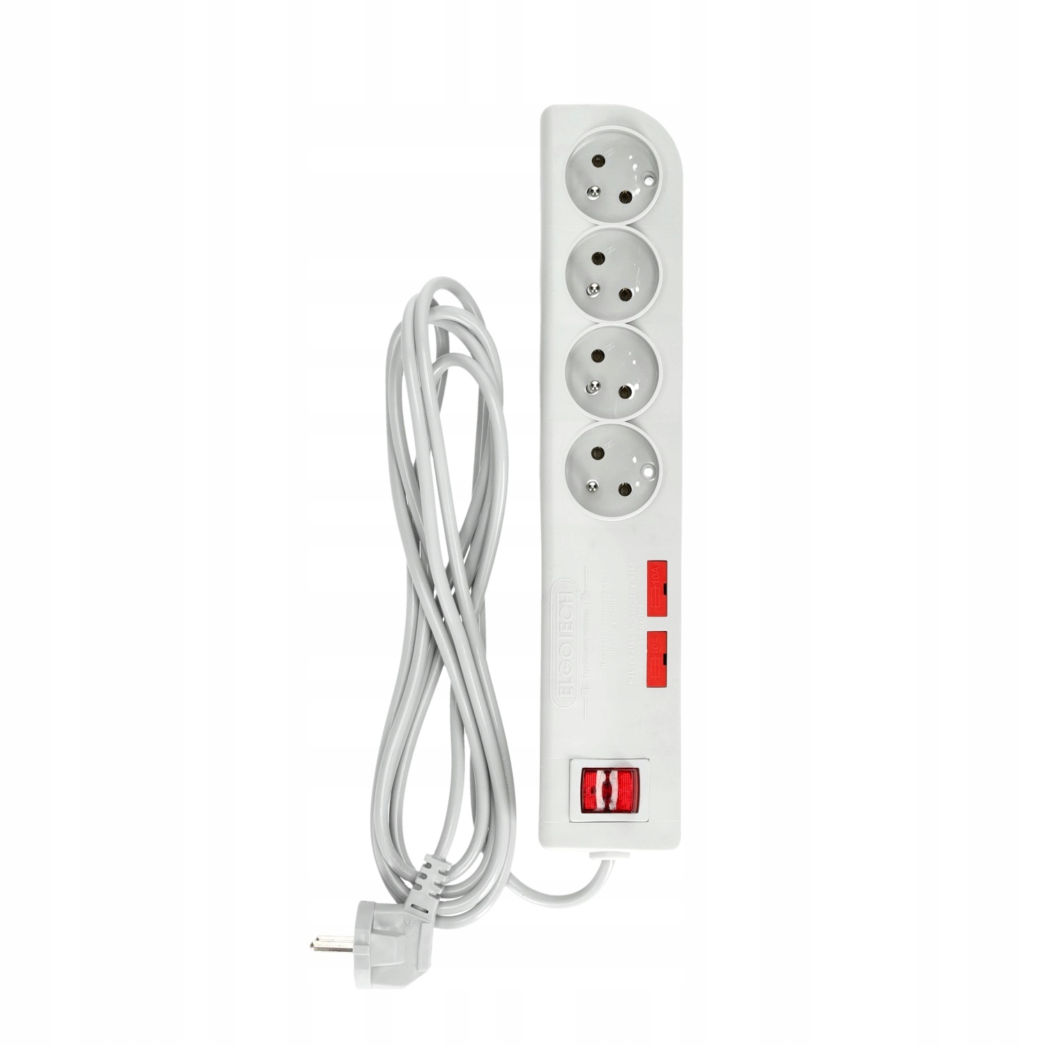 Prodlužovací Kabel 4 zásuvky Protipřepěťová lišta Vypínač 3 m