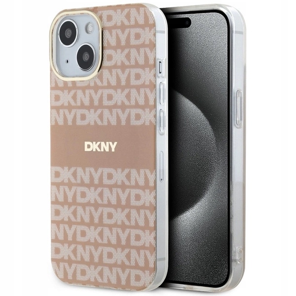 Pouzdro Dkny IML Mono & Stripe MagSafe pro iPhone 15 14 13 růžové