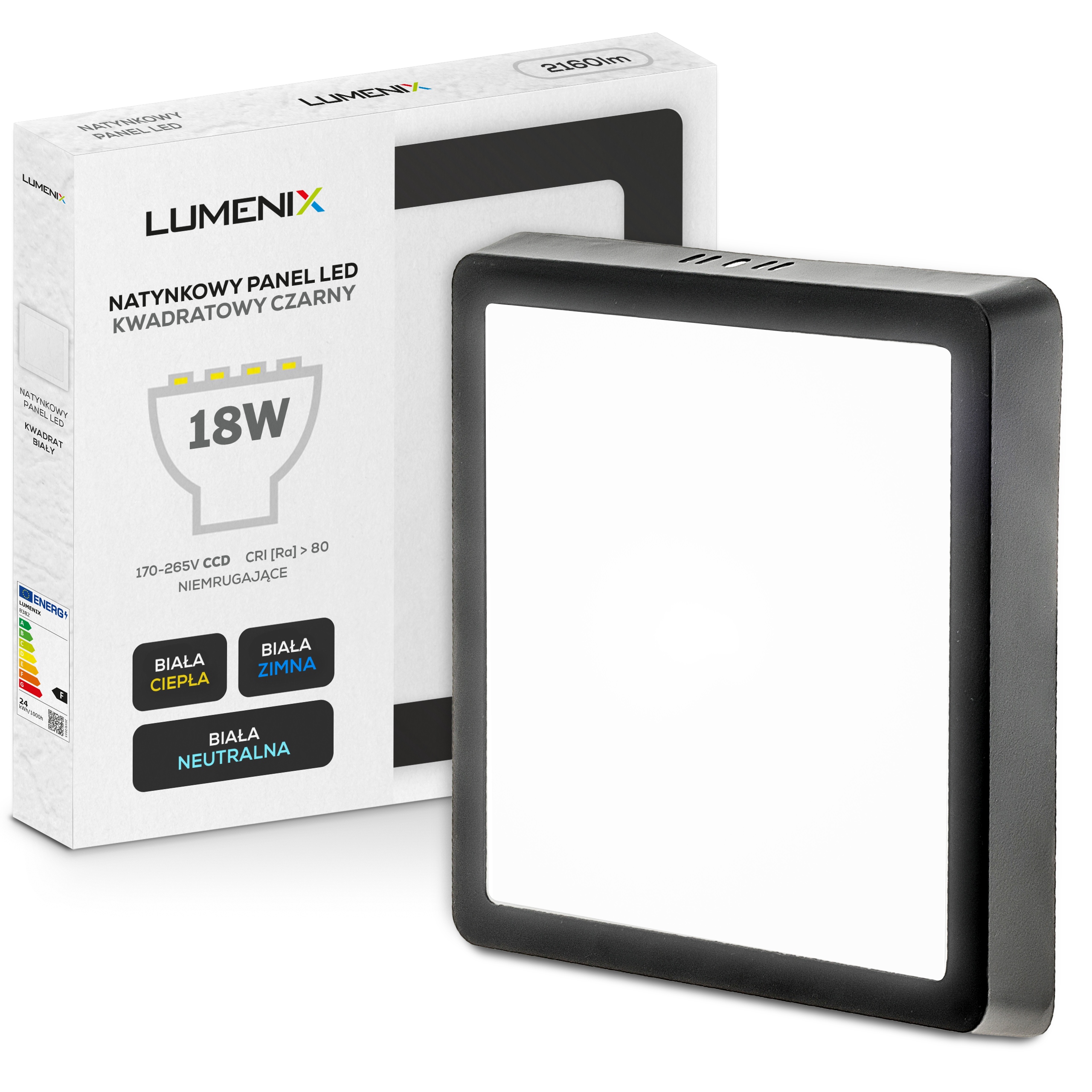 

Panel Sufitowy Led Natynkowy 18W Niemruga czarny
