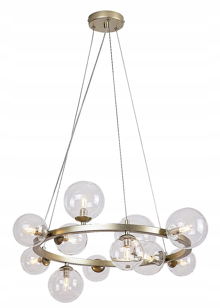 Závěsná lampa glamour zlaté skleněné koule na prstenu 11xG9 28W Aslov Rabalux