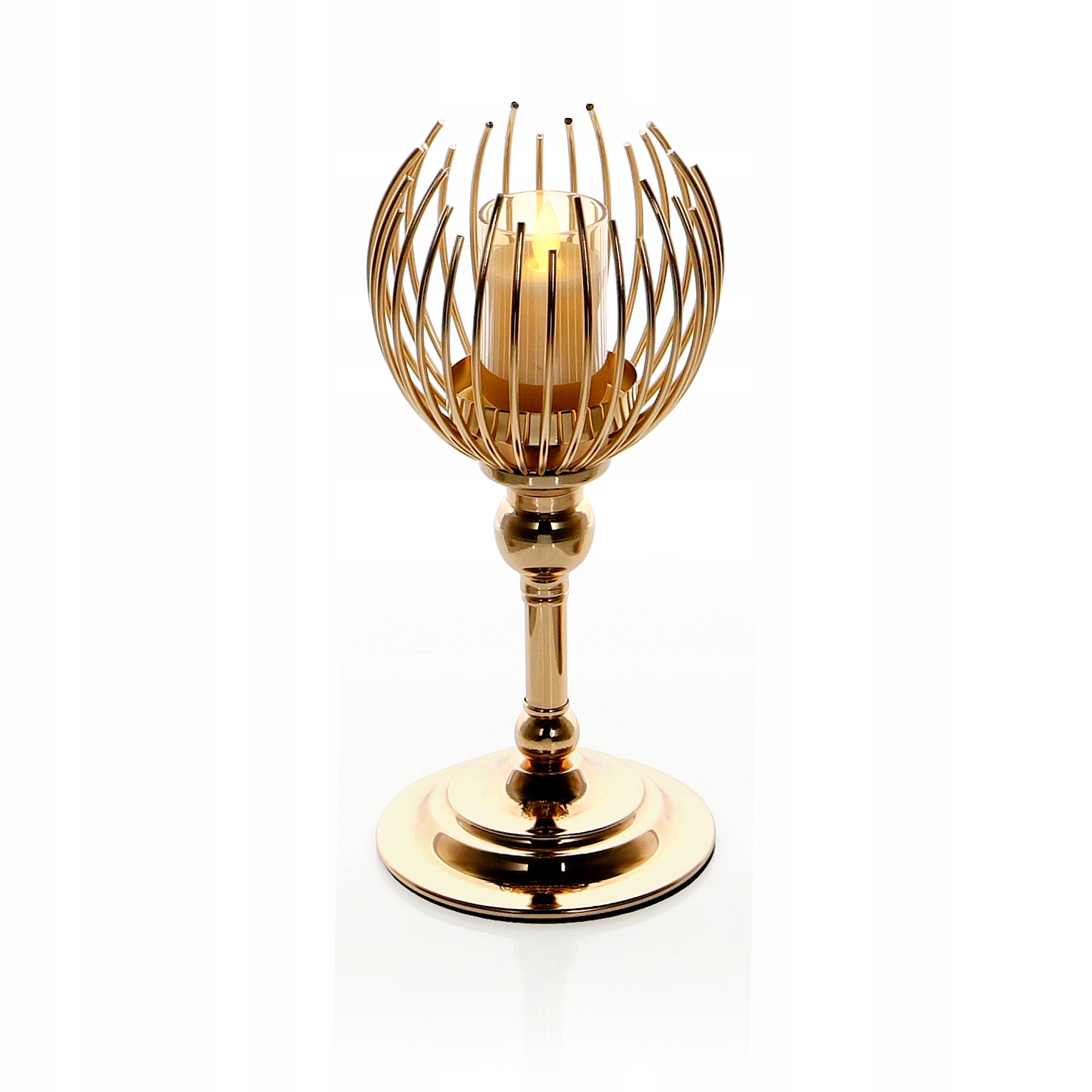 

Złoty świecznik lampion glamour tealight h=28cm