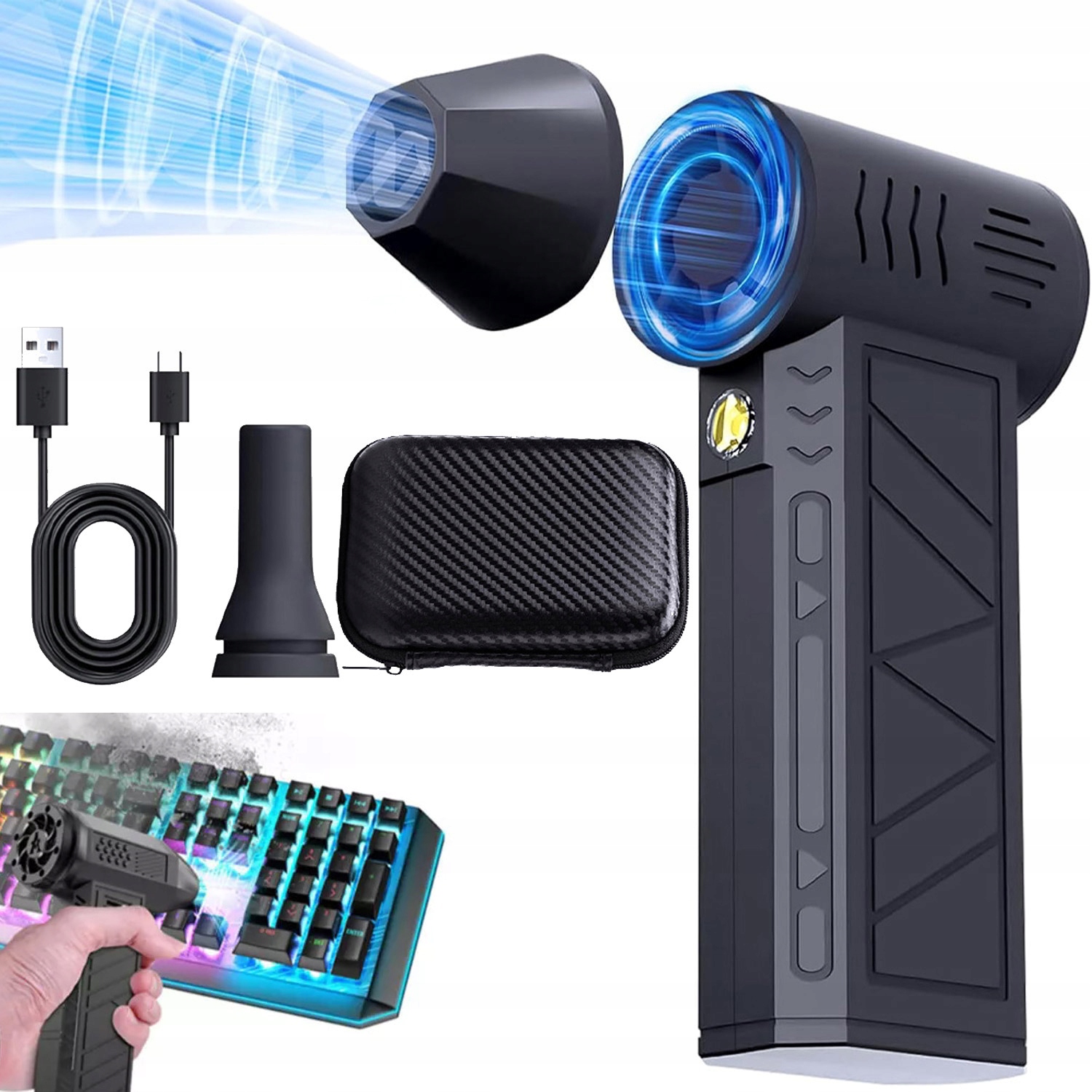 Mini Foukač Turbo Jet Fan 130000RPM Na Prach, Listí A Sníh 200W