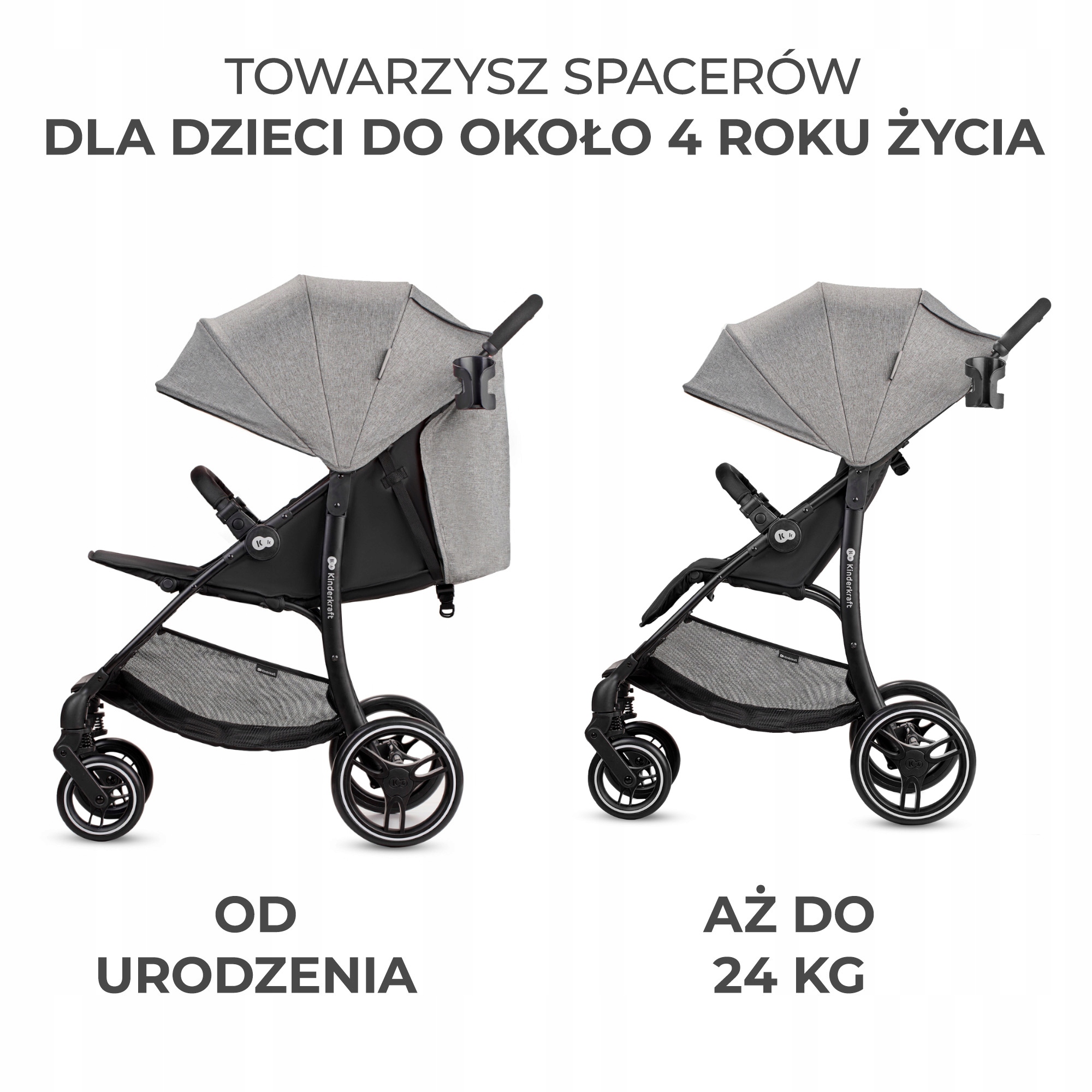 Wózek spacerowy do 22 kg lekki Kinderkraft TRIG 2 Stelaż Stalowy