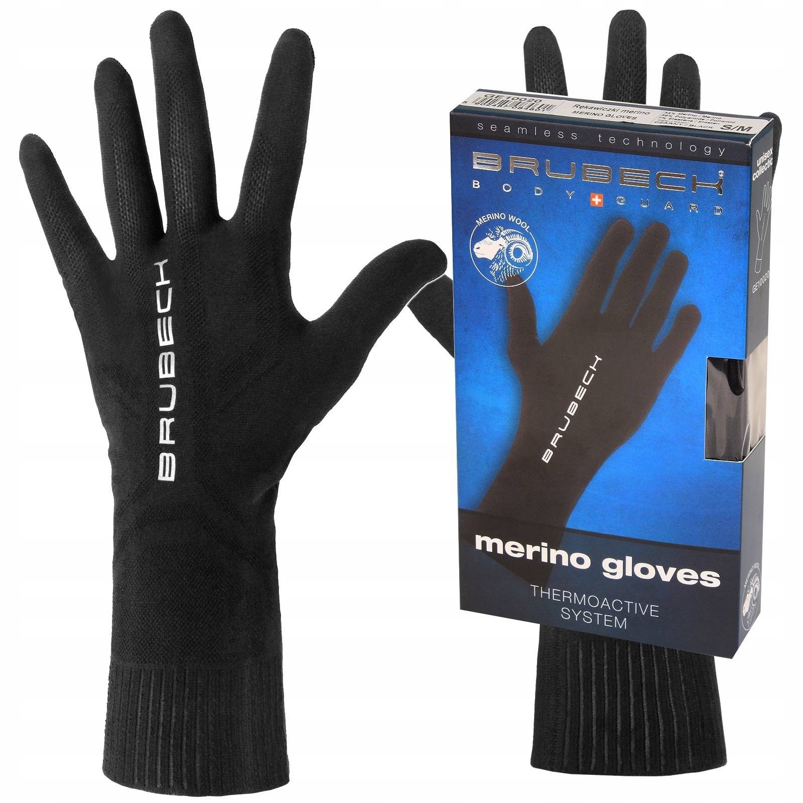 Termiczne Rękawiczki Z Wełny Merynosa Narciarskie Brubeck Gloves S-m